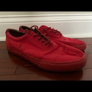 All Red Polo Ralph Lauren Vans Style Sneakers
